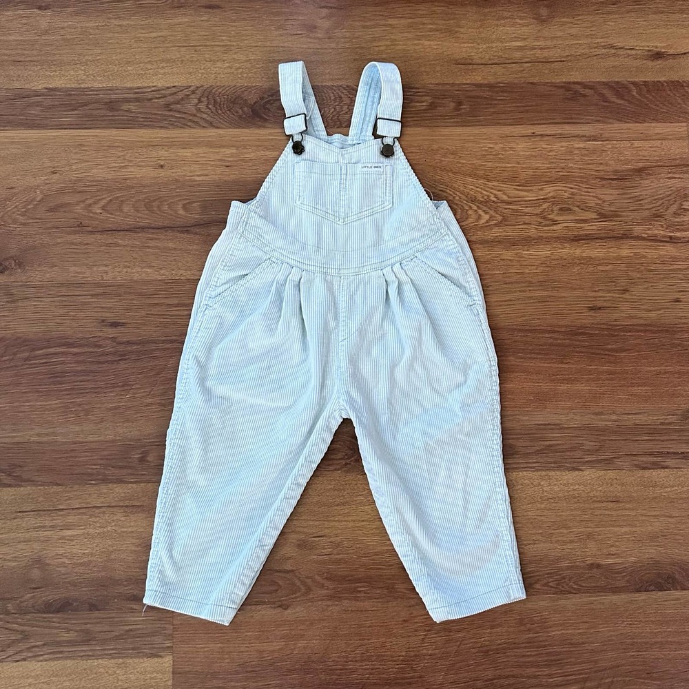 Vintage Little Ones Girls Corduroy Light Blue Overalls size 24 months